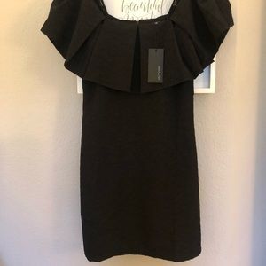 Black off the shoulder dress with ruffle detail xs